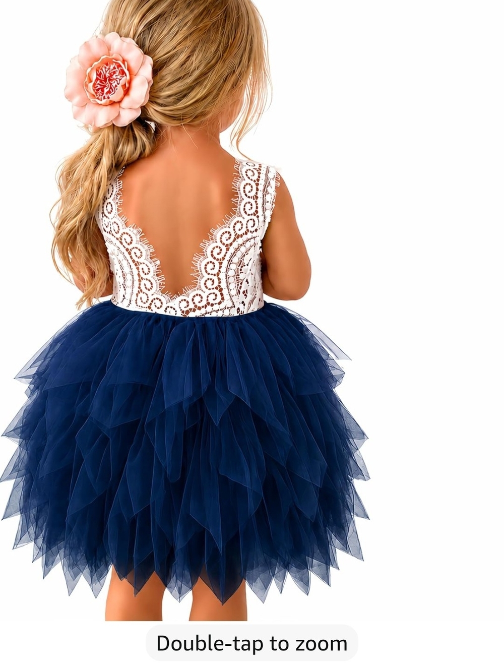 Lace Bodice Navy Tulle Baby Dress